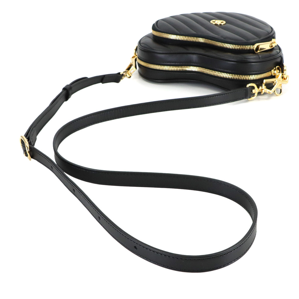 Interlocking G Heart Shoulder Bag Leather Black 751628 Purse