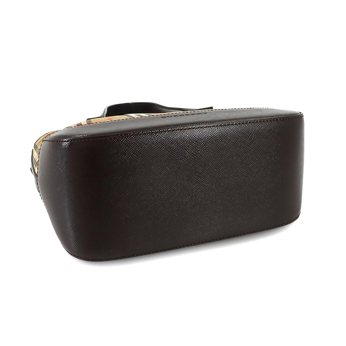 Plaid Hand Bag Canvas Leather Beige Black Haymarket