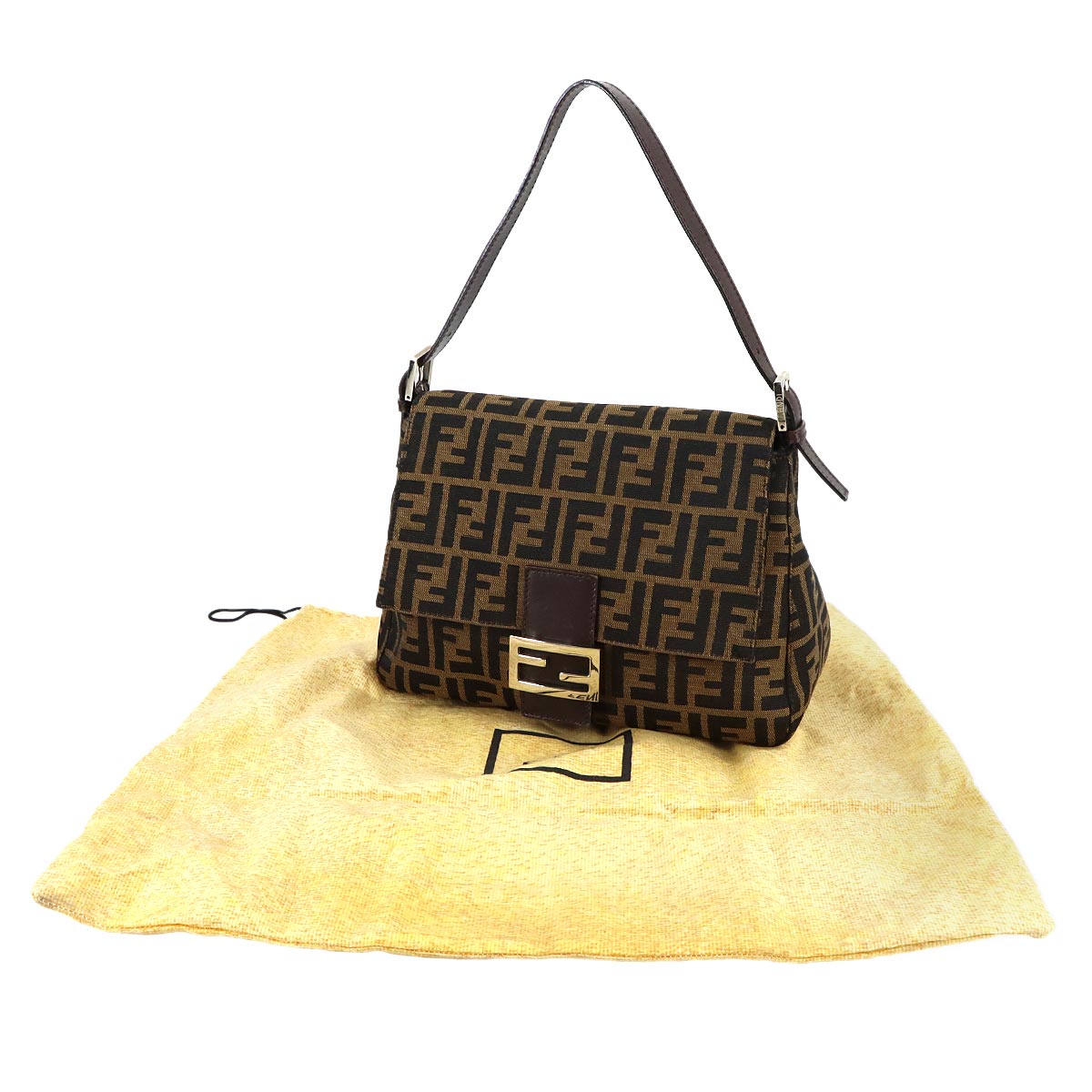 Zucca Mamma Baguette Shoulder Bag Canvas Leather Brown 26325