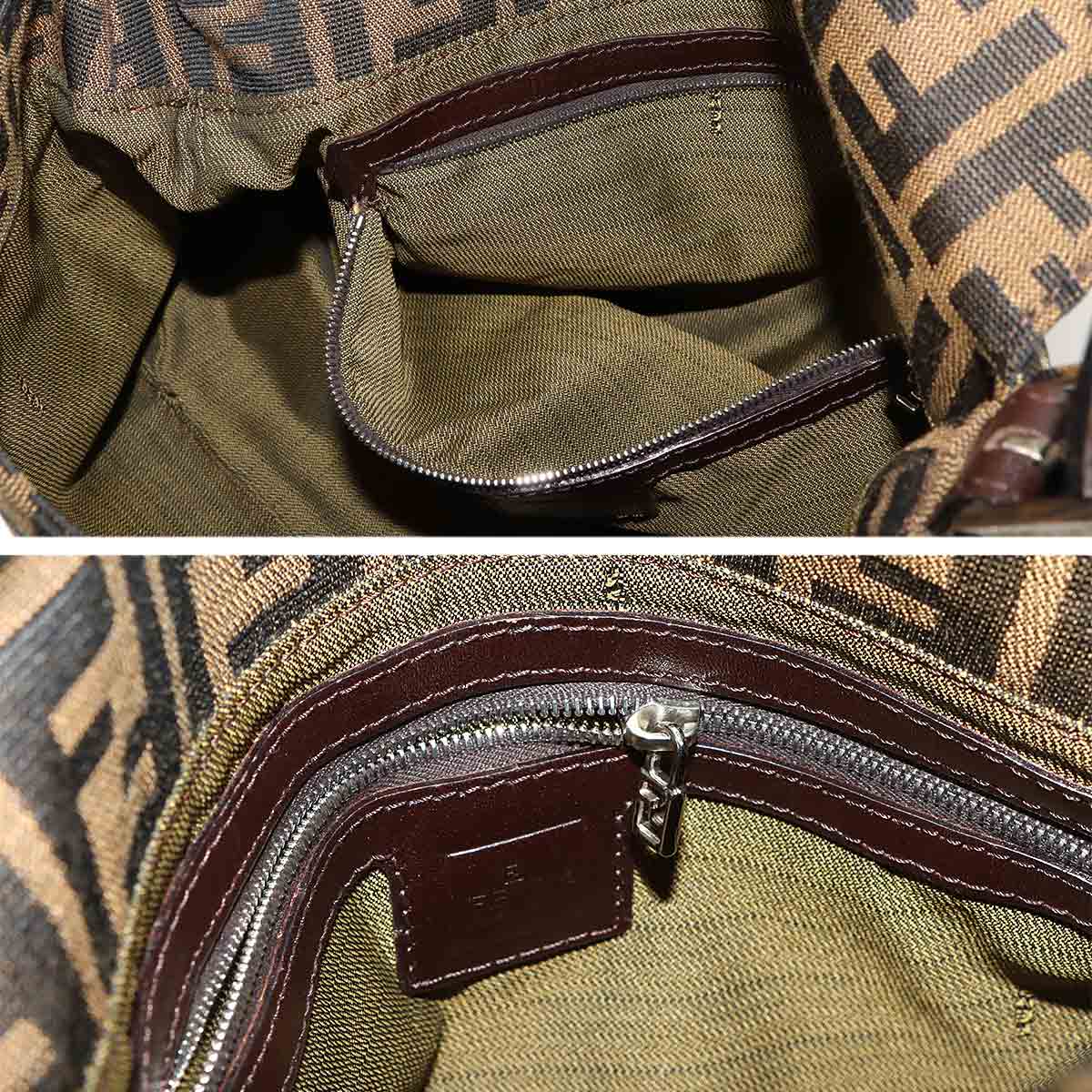Zucca Mamma Baguette Shoulder Bag Canvas Leather Brown 26325