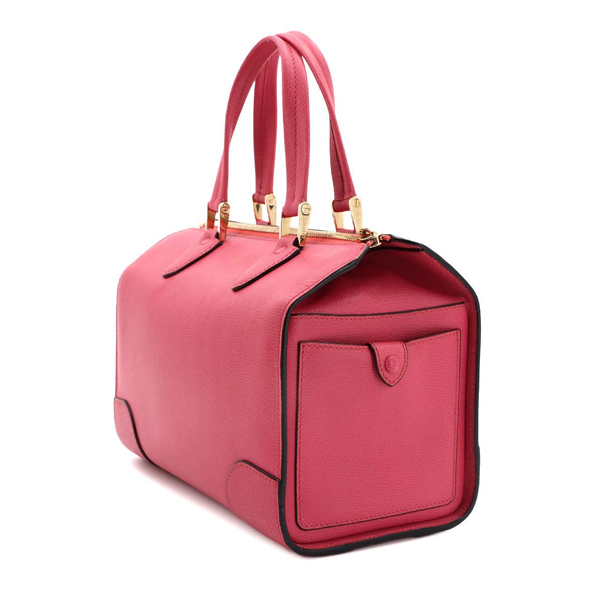 Babila Medium Hand Bag Leather Pink Boston Purse