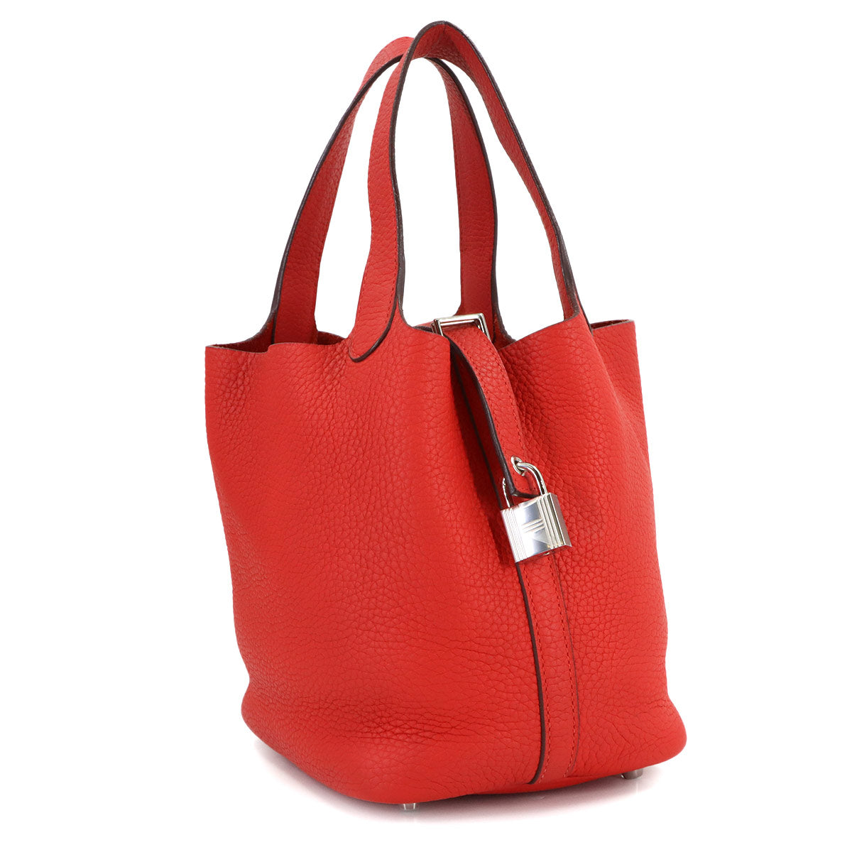 Picotin Lock PM Hand Bag Taurillon Clemence Rouge Tomate
