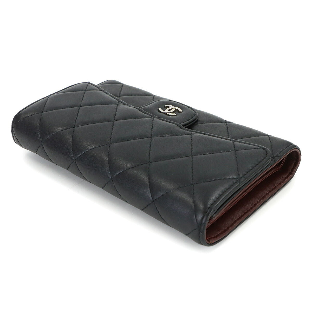 Matelasse Long Wallet Leather Black A31506