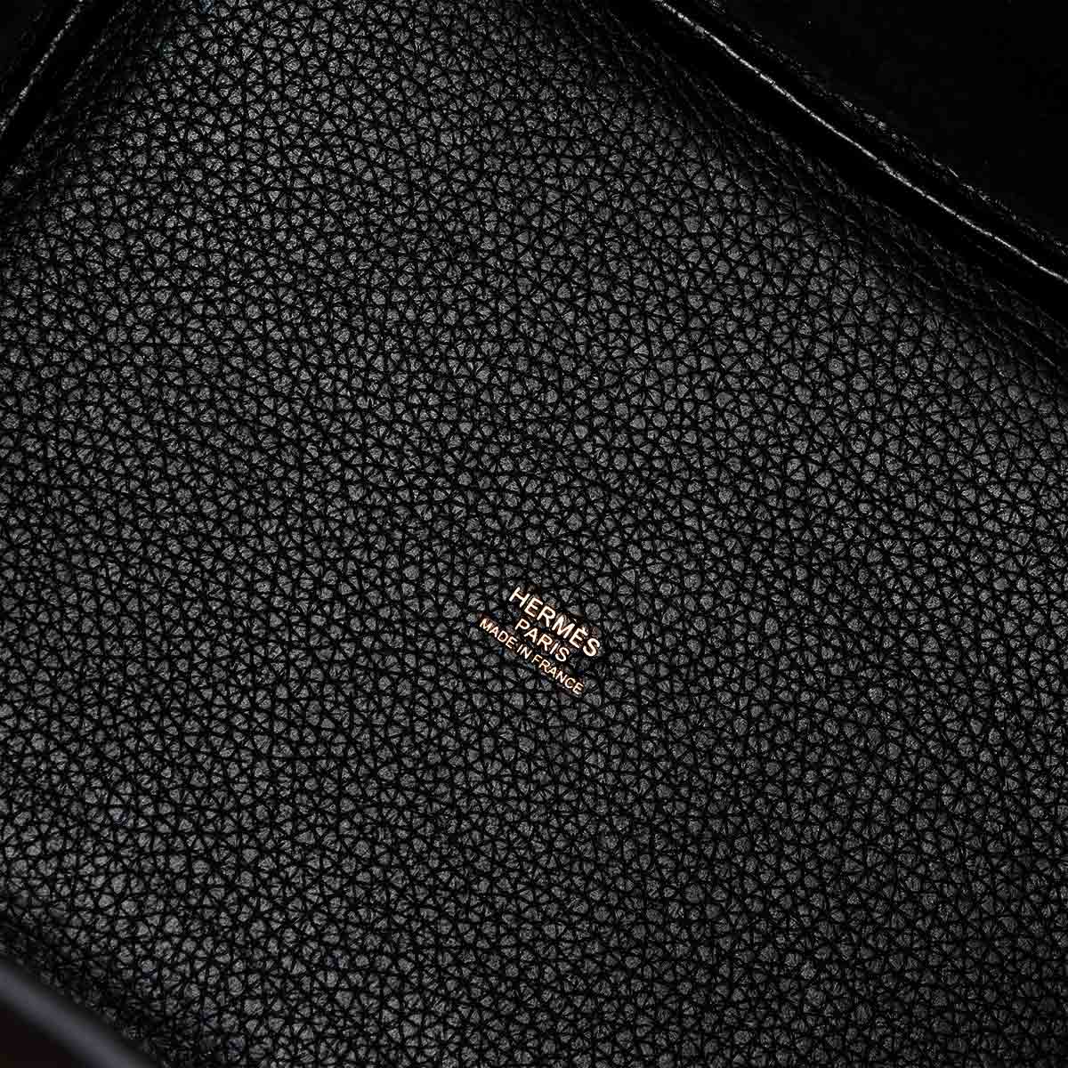 Picotin Lock MM Hand Bag Taurillon Clemence Black Purse