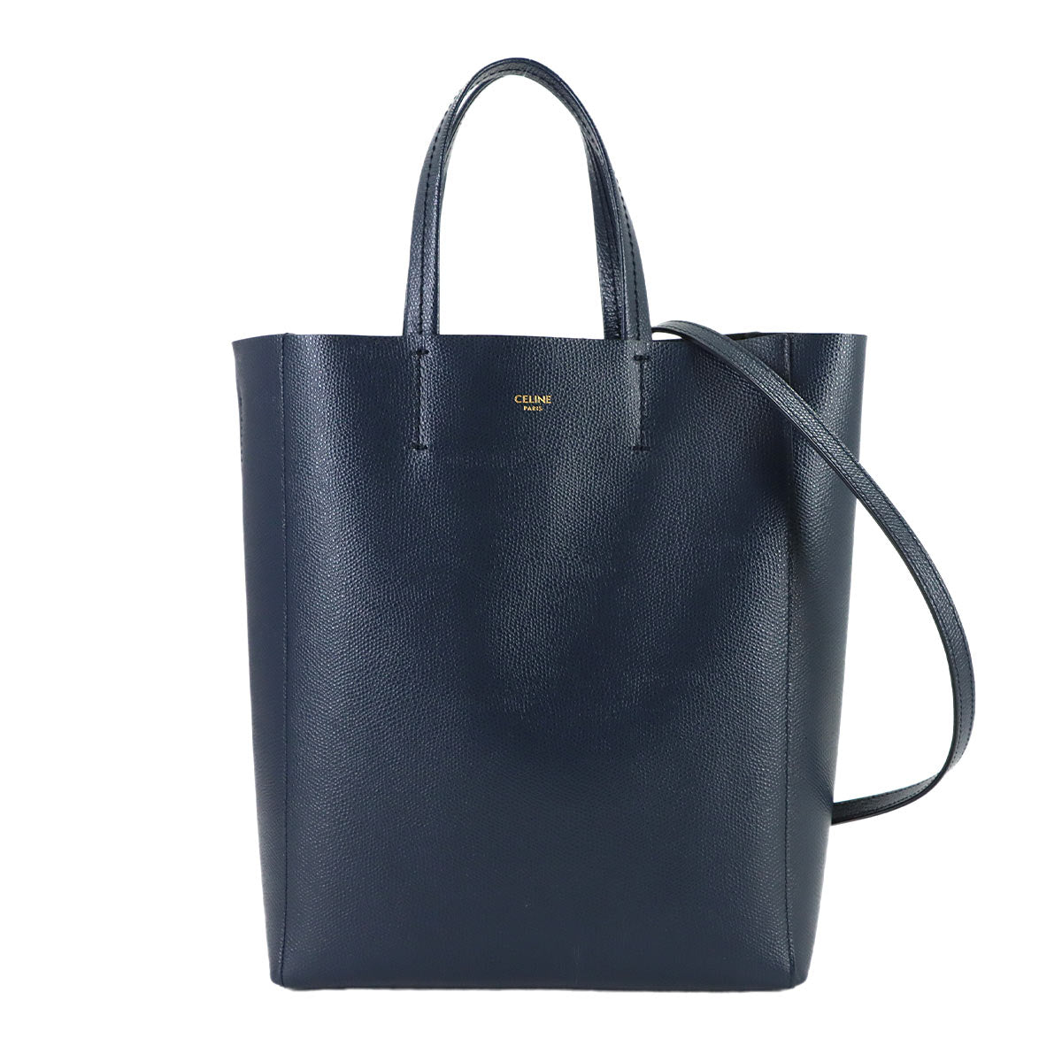Small Vertical Cabas 2way Tote Shoulder Bag Leather Navy 189813