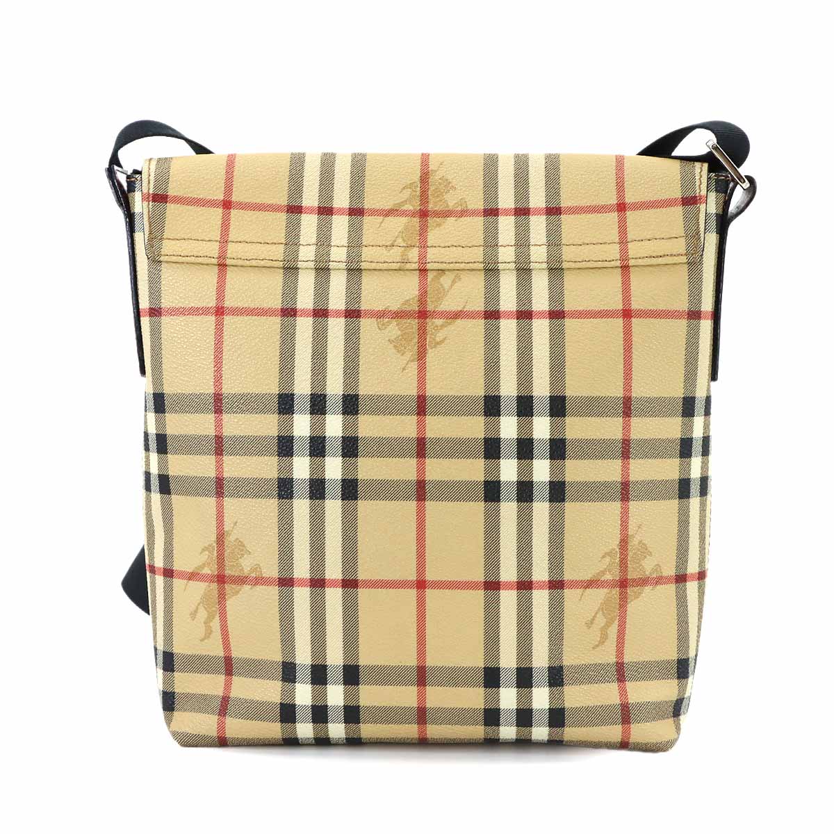 Plaid Shoulder Bag PVC Leather Beige Bordeaux Purse