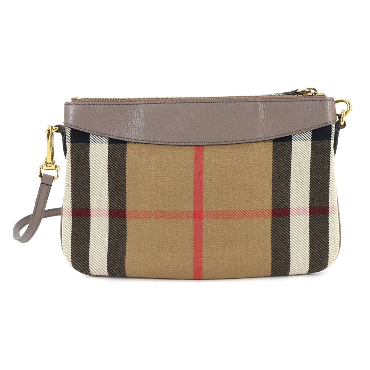 Shoulder Bag Canvas Leather Brown Gray Plaid Purse