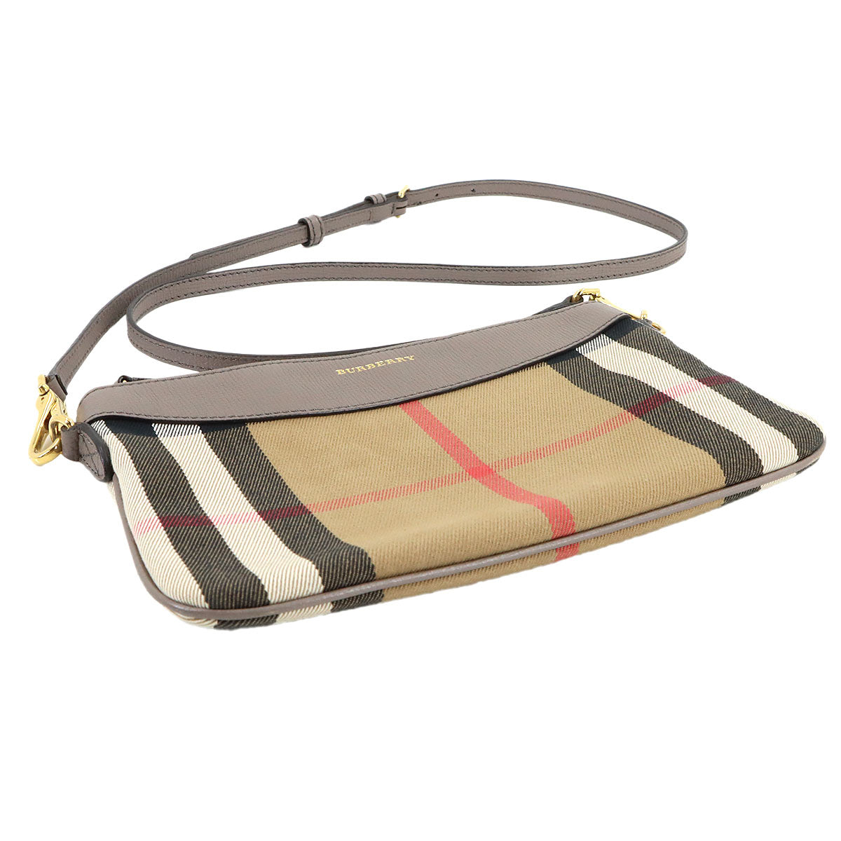 Shoulder Bag Canvas Leather Brown Gray Plaid Purse