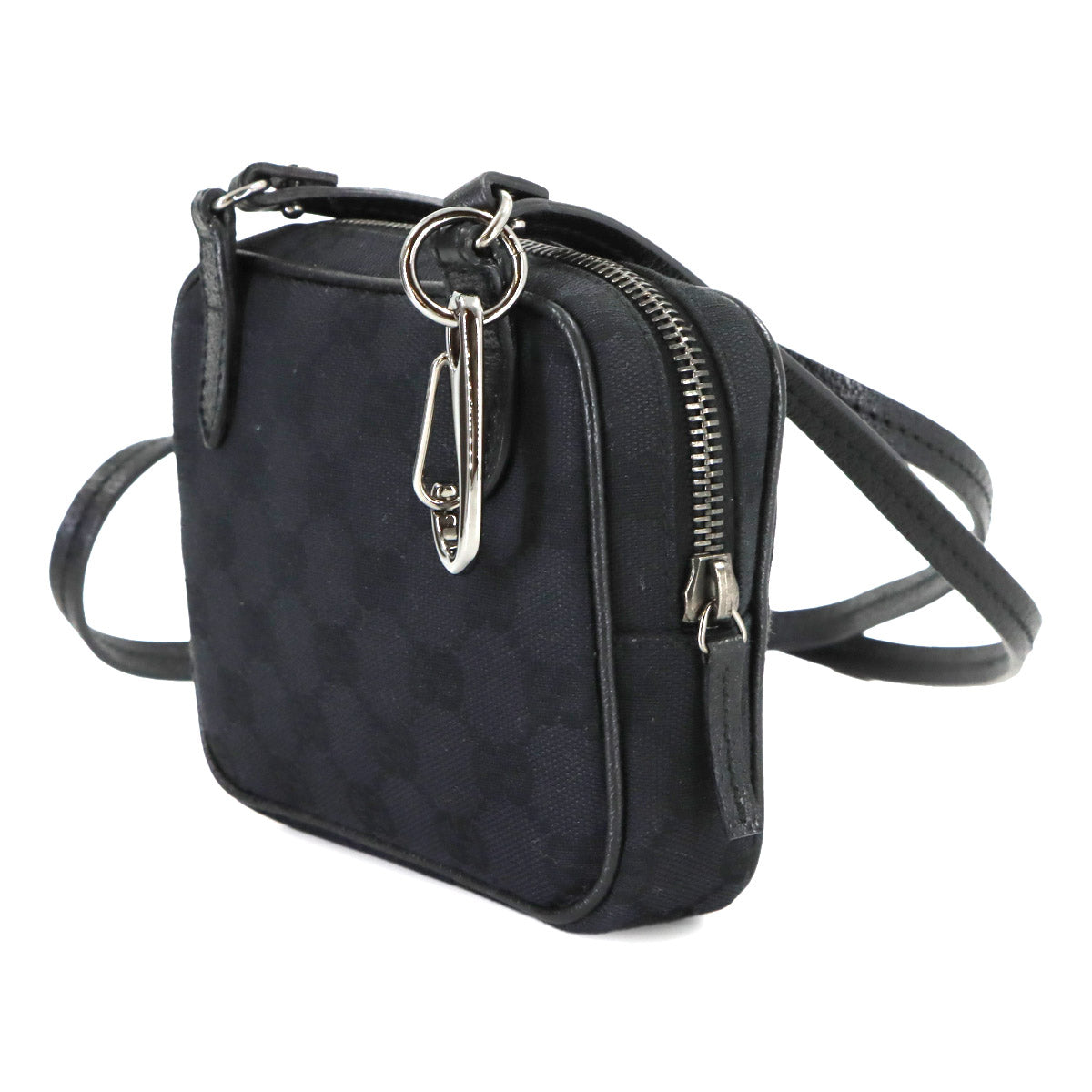 Mini Shoulder Bag GG Canvas Leather Black 120975 Purse