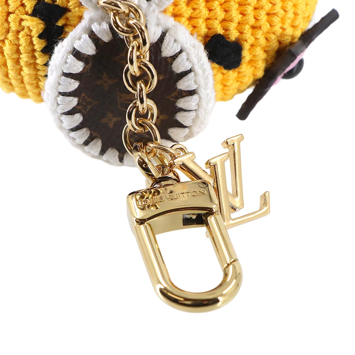 Bee LV Crochet Bag Charm Cotton Yellow M02585