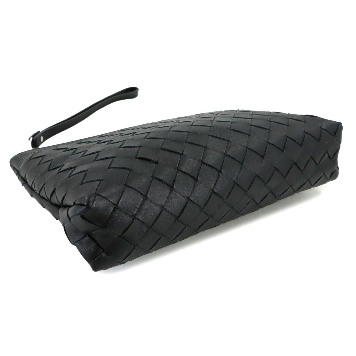Intrecciato Clutch Second Bag Leather Black Purse