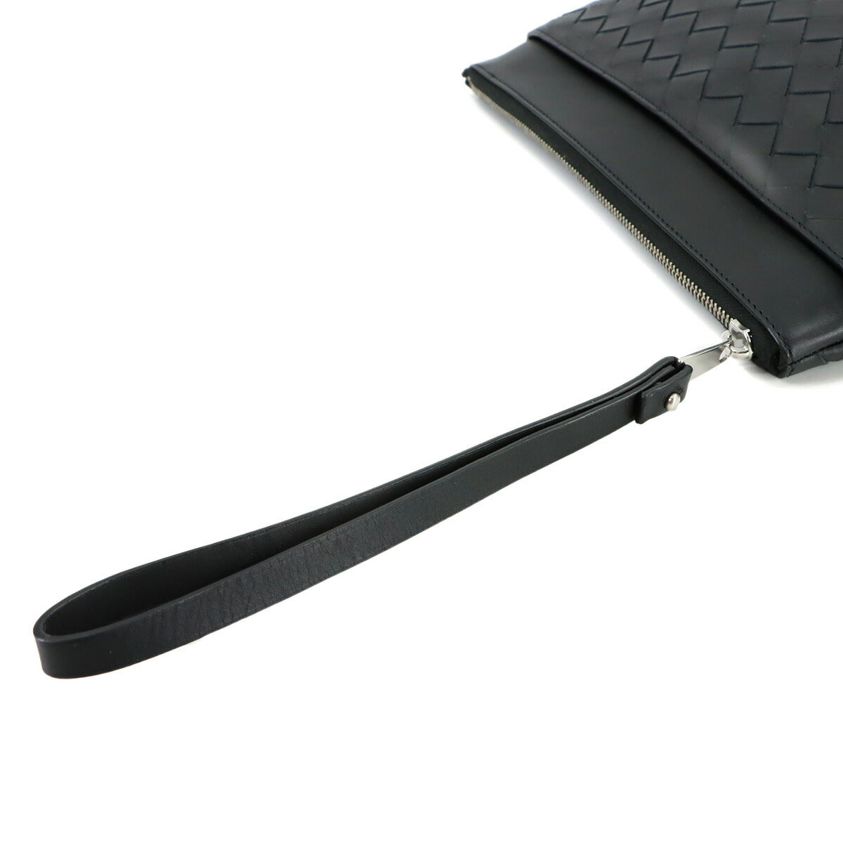 Intrecciato Clutch Second Bag Leather Black Purse