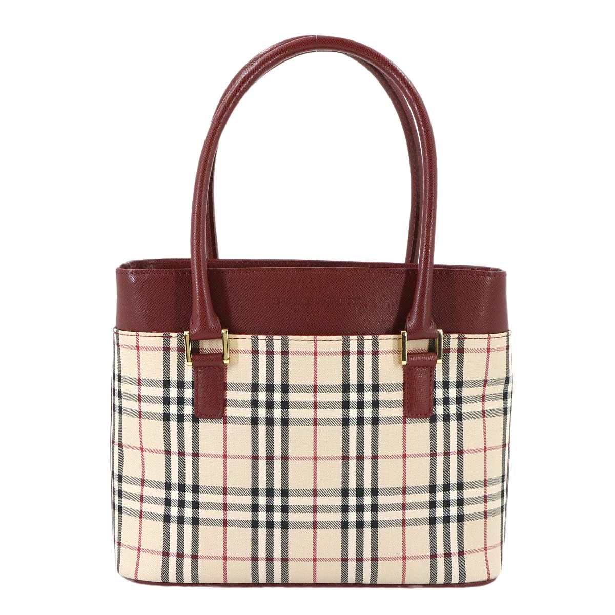 Hand Bag Canvas Leather Beige Bordeaux Purse