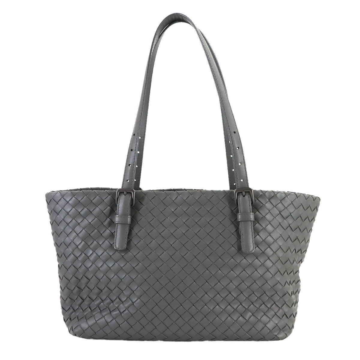 Intrecciato Tote Bag Leather Gray Purse
