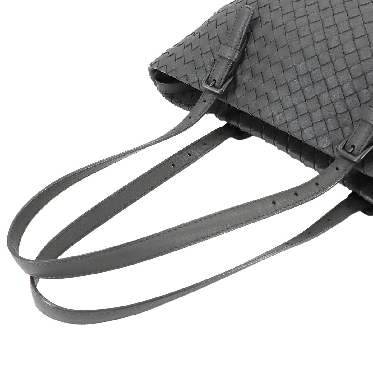 Intrecciato Tote Bag Leather Gray Purse