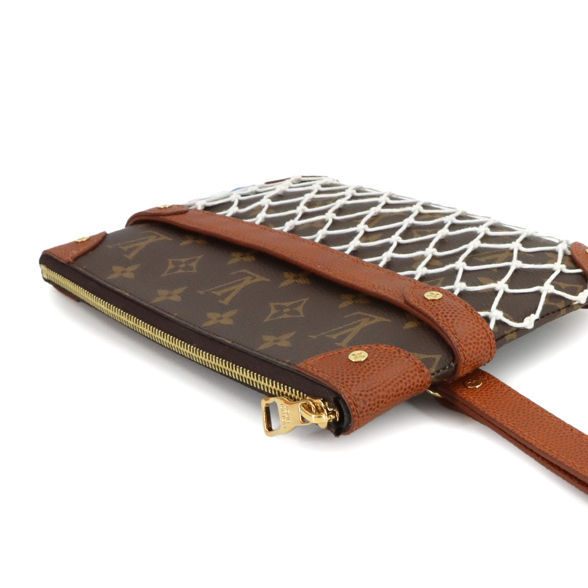 LVxNBA Monogram Net Flat Pouch Clutch Bag Brown M80543
