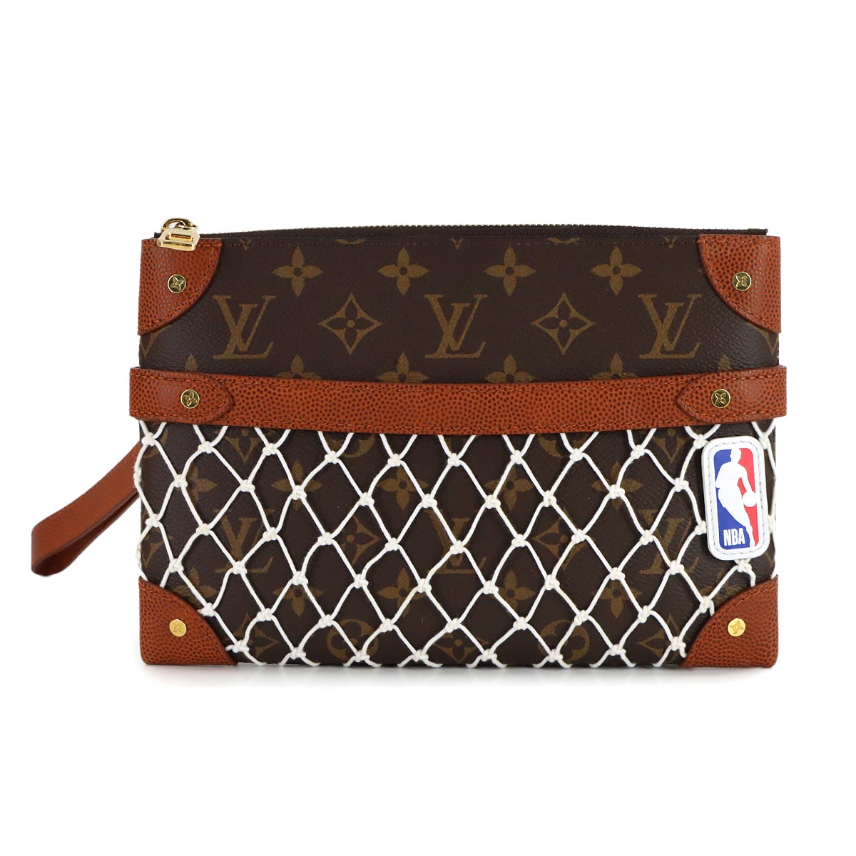 LVxNBA Monogram Net Flat Pouch Clutch Bag Brown M80543