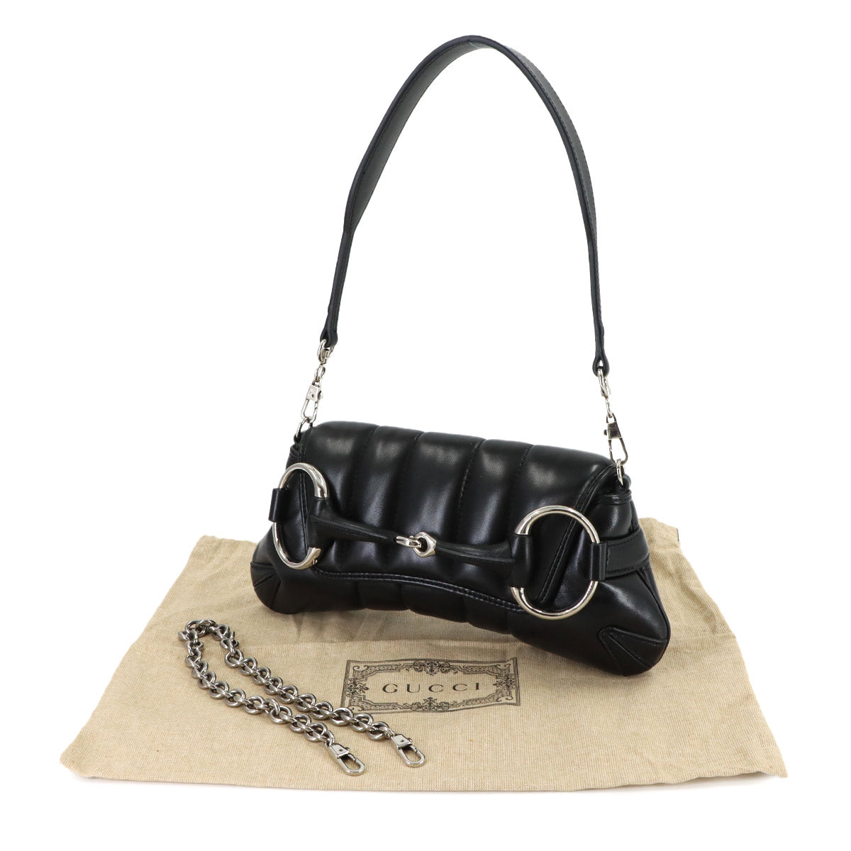 Horsebit Small 2way Shoulder Bag Leather Black 764339 Purse