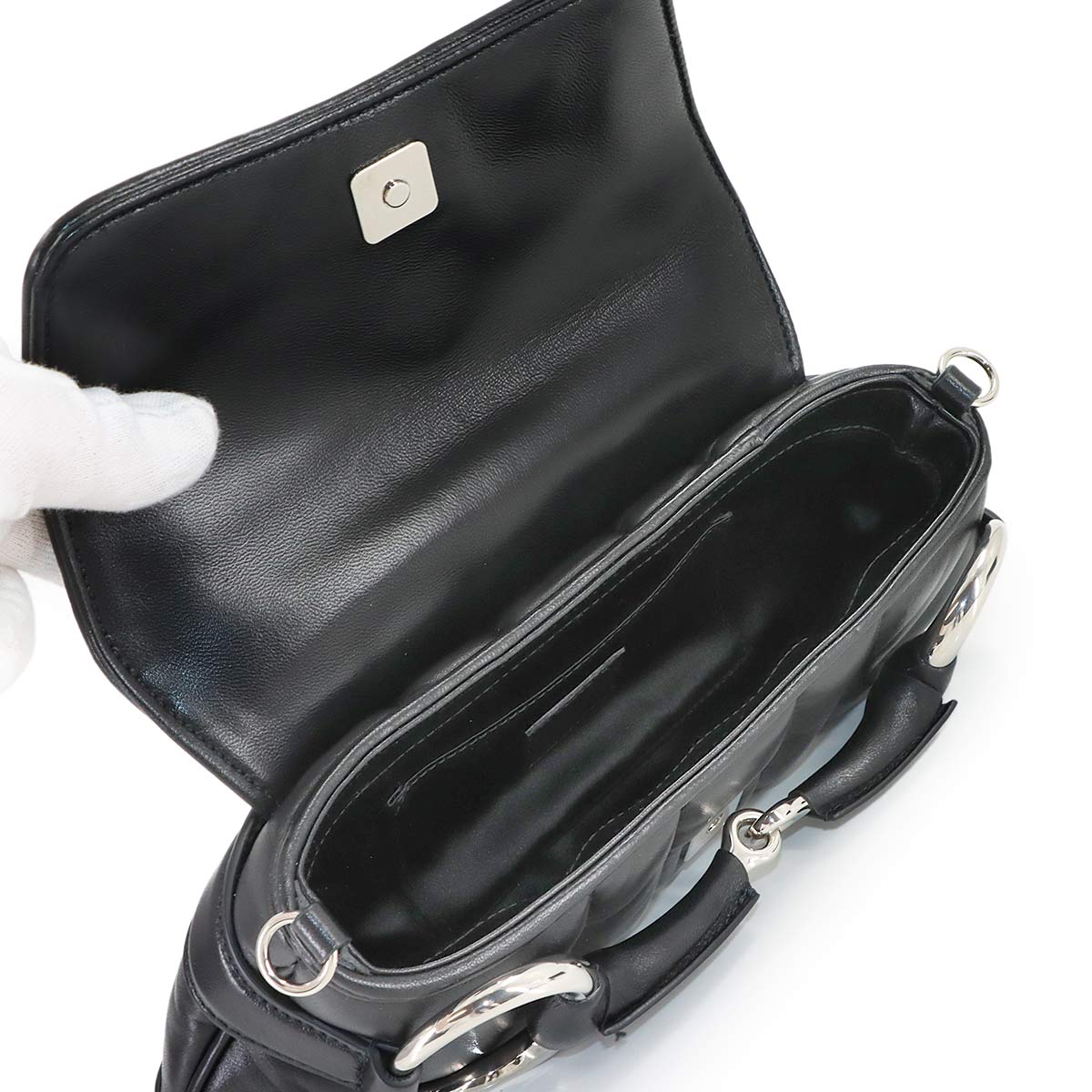 Horsebit Small 2way Shoulder Bag Leather Black 764339 Purse