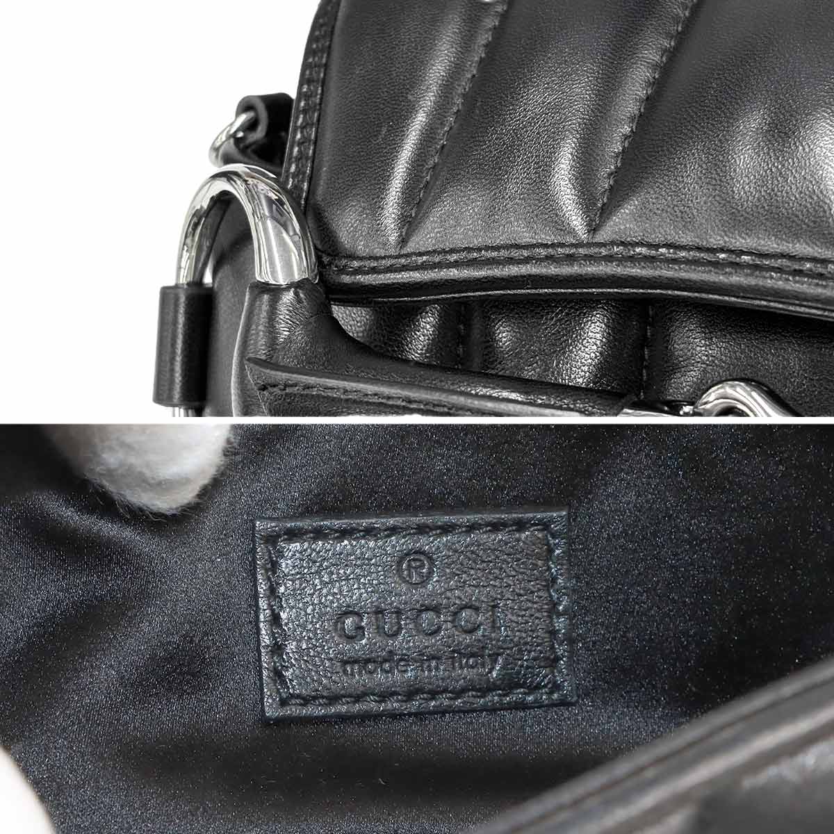 Horsebit Small 2way Shoulder Bag Leather Black 764339 Purse