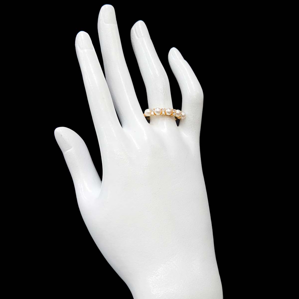 Akoya Pearl 4.0-4.1mm Diamond 0.16ct Ring 18K K18 YG 750 Size7.5(US)