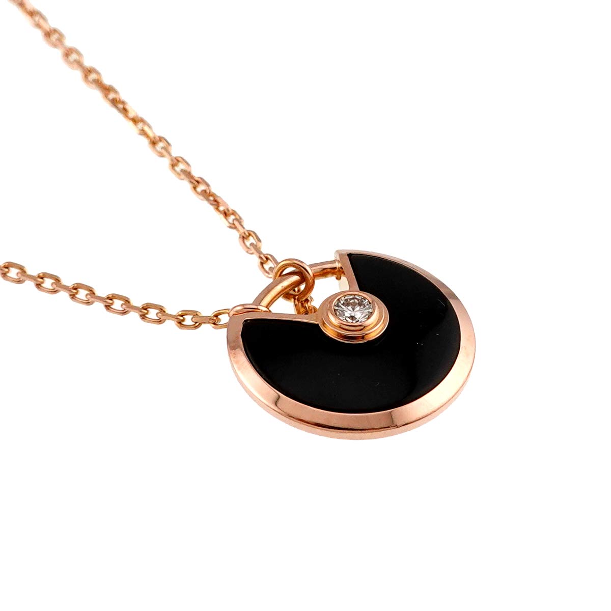 Amulette De Onyx Diamond Necklace XS 18K Pink Gold 750