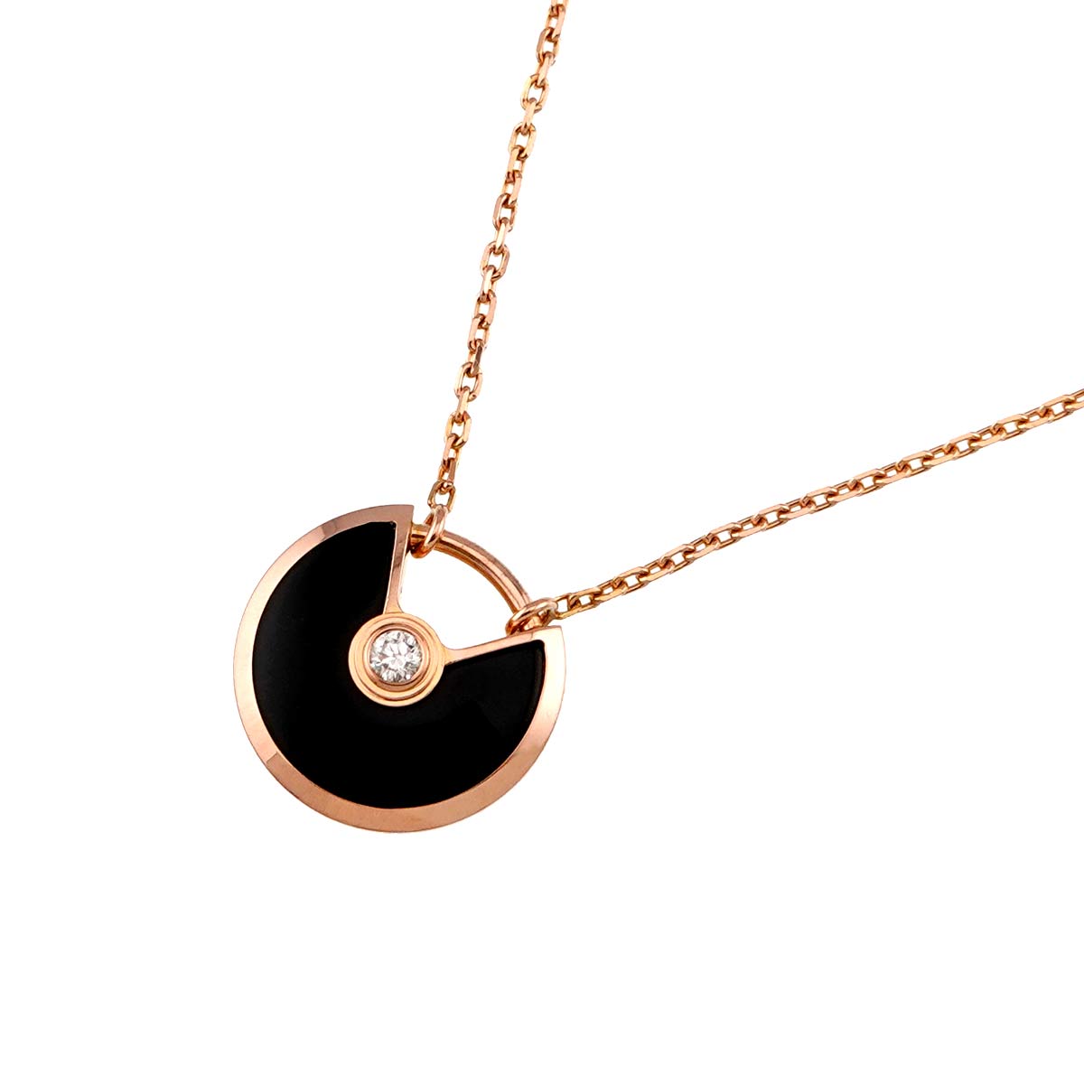 Amulette De Onyx Diamond Necklace XS 18K Pink Gold 750