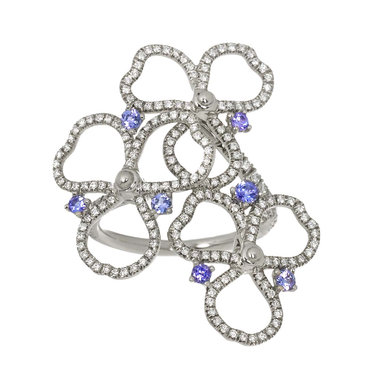 Paper flower Diamond Tanzanite Ring Pt Size5.75-6(US)
