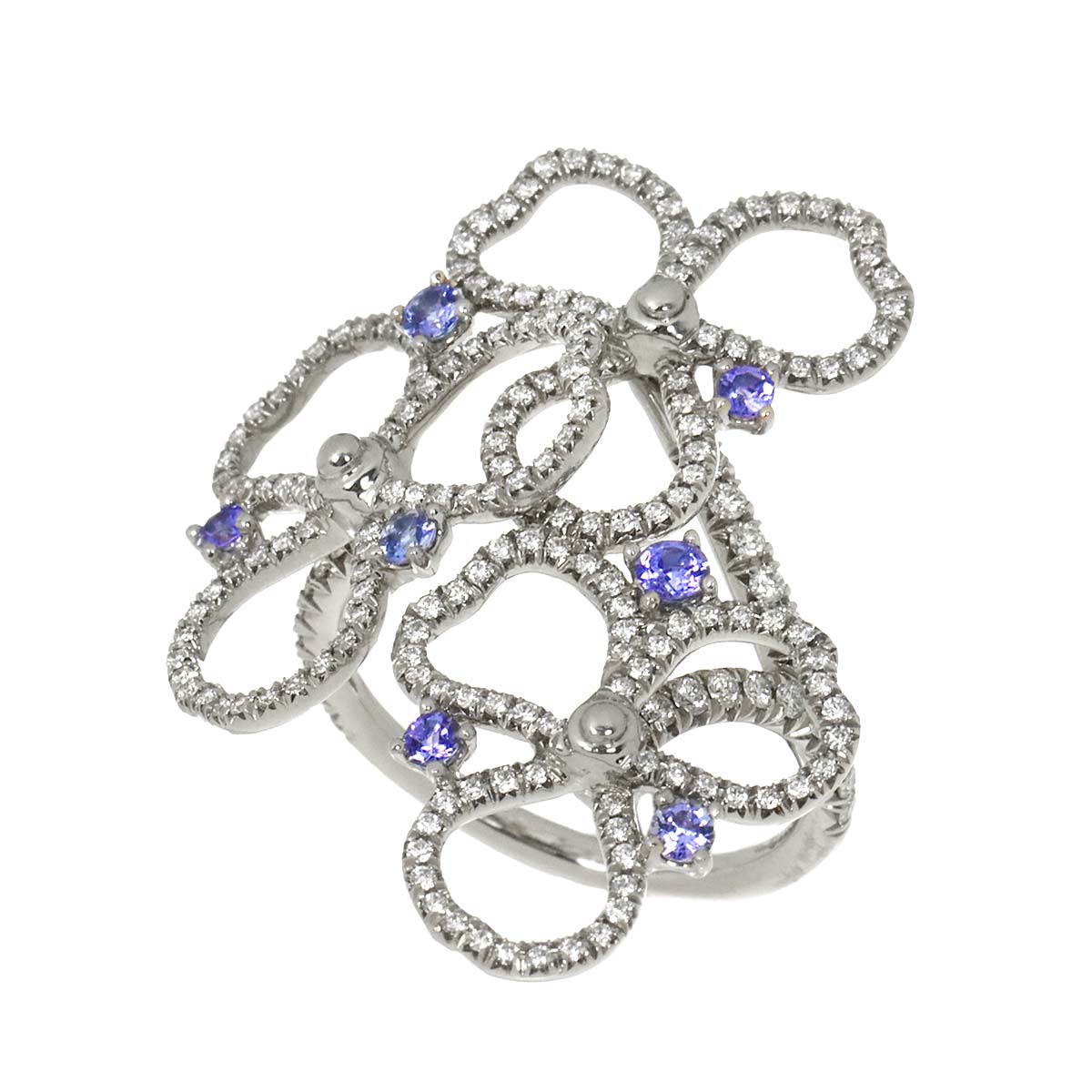 Paper flower Diamond Tanzanite Ring Pt Size5.75-6(US)