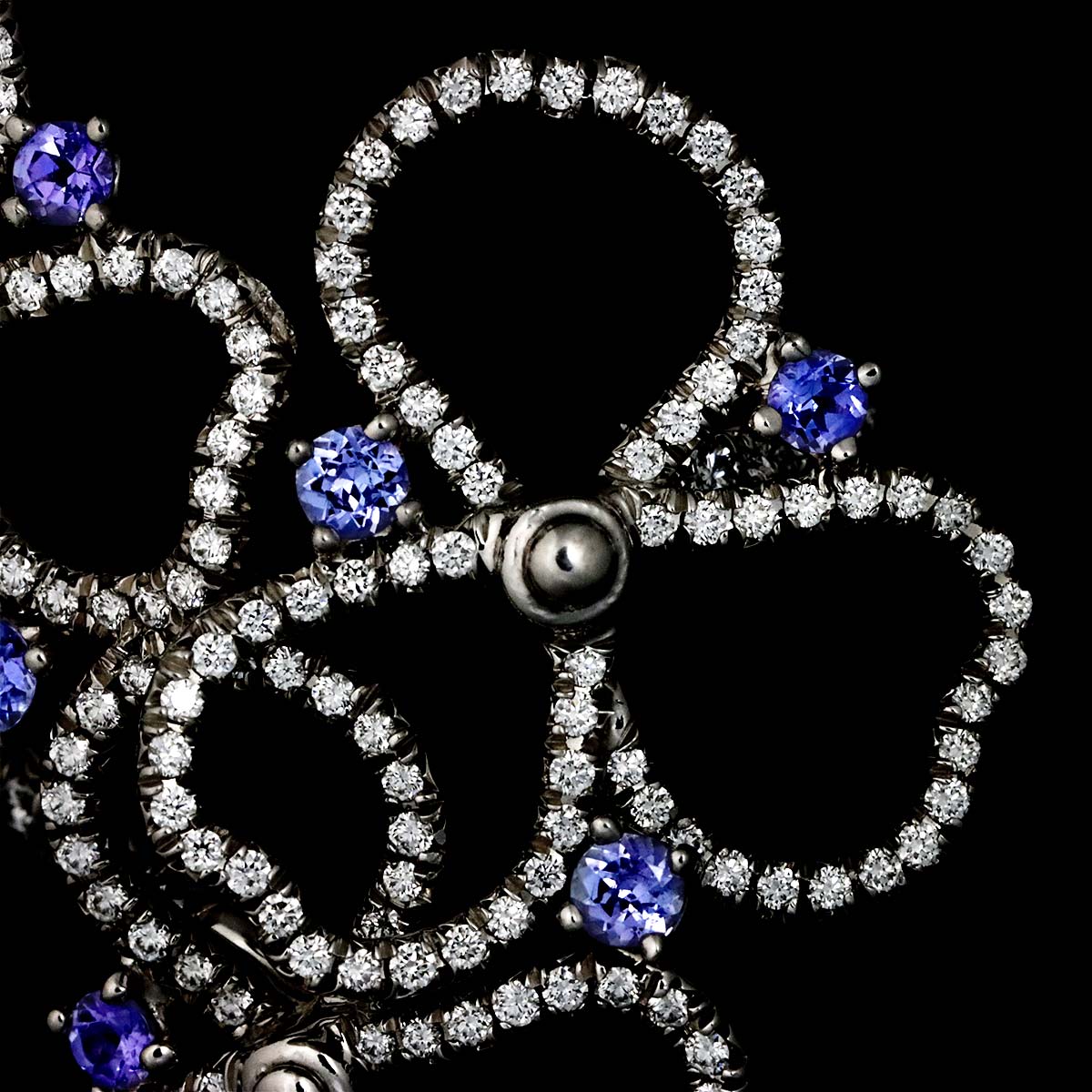 Paper flower Diamond Tanzanite Ring Pt Size5.75-6(US)