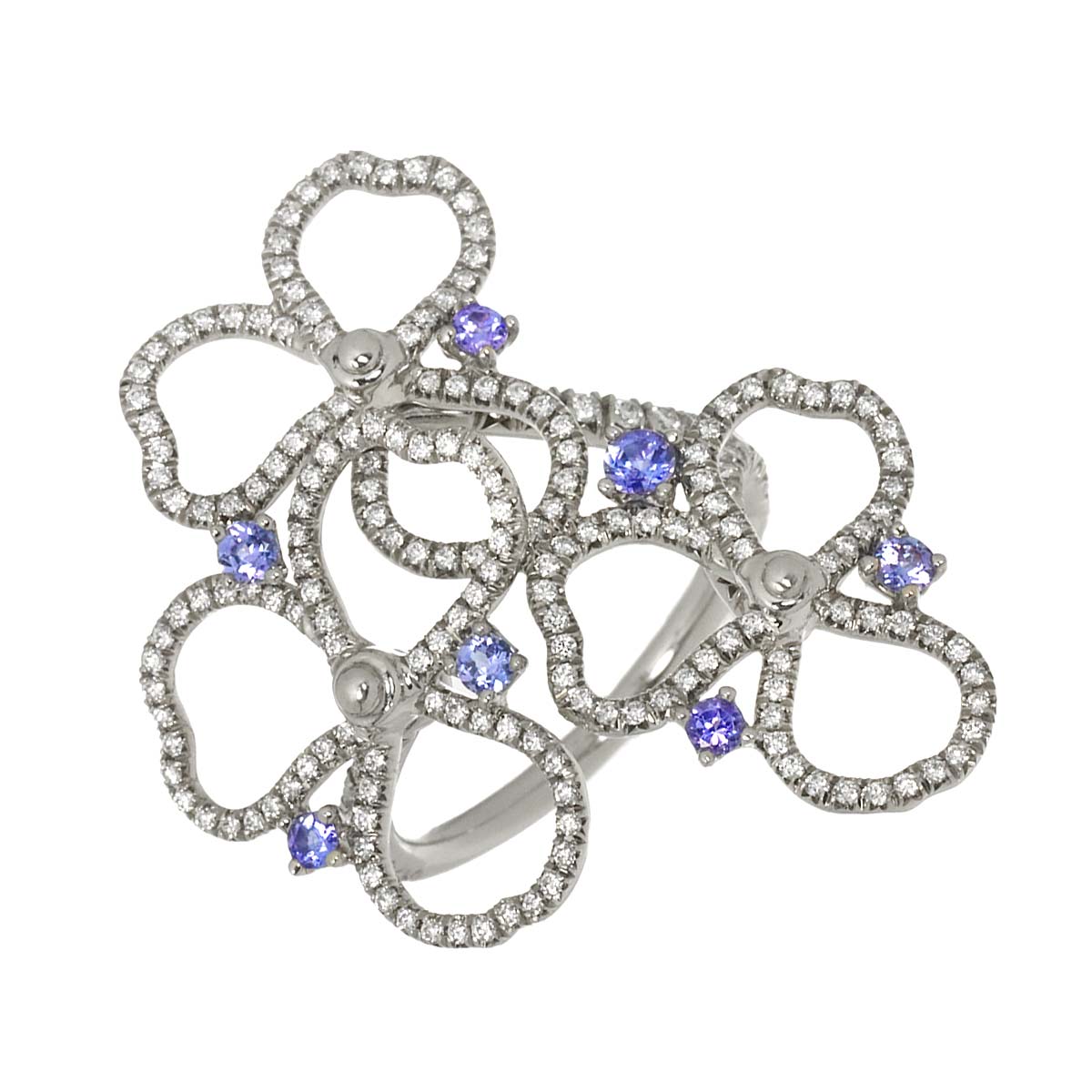 Paper flower Diamond Tanzanite Ring Pt Size5.75-6(US)