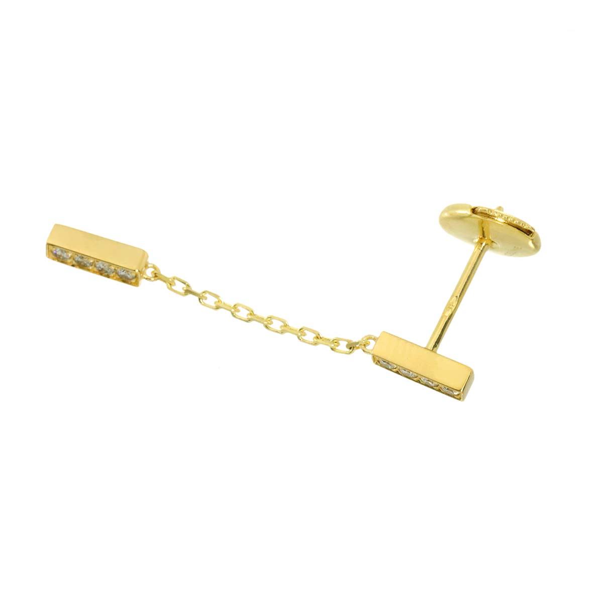 Line Double Diamond Earring Pierced 18K YG 750 One Piece only