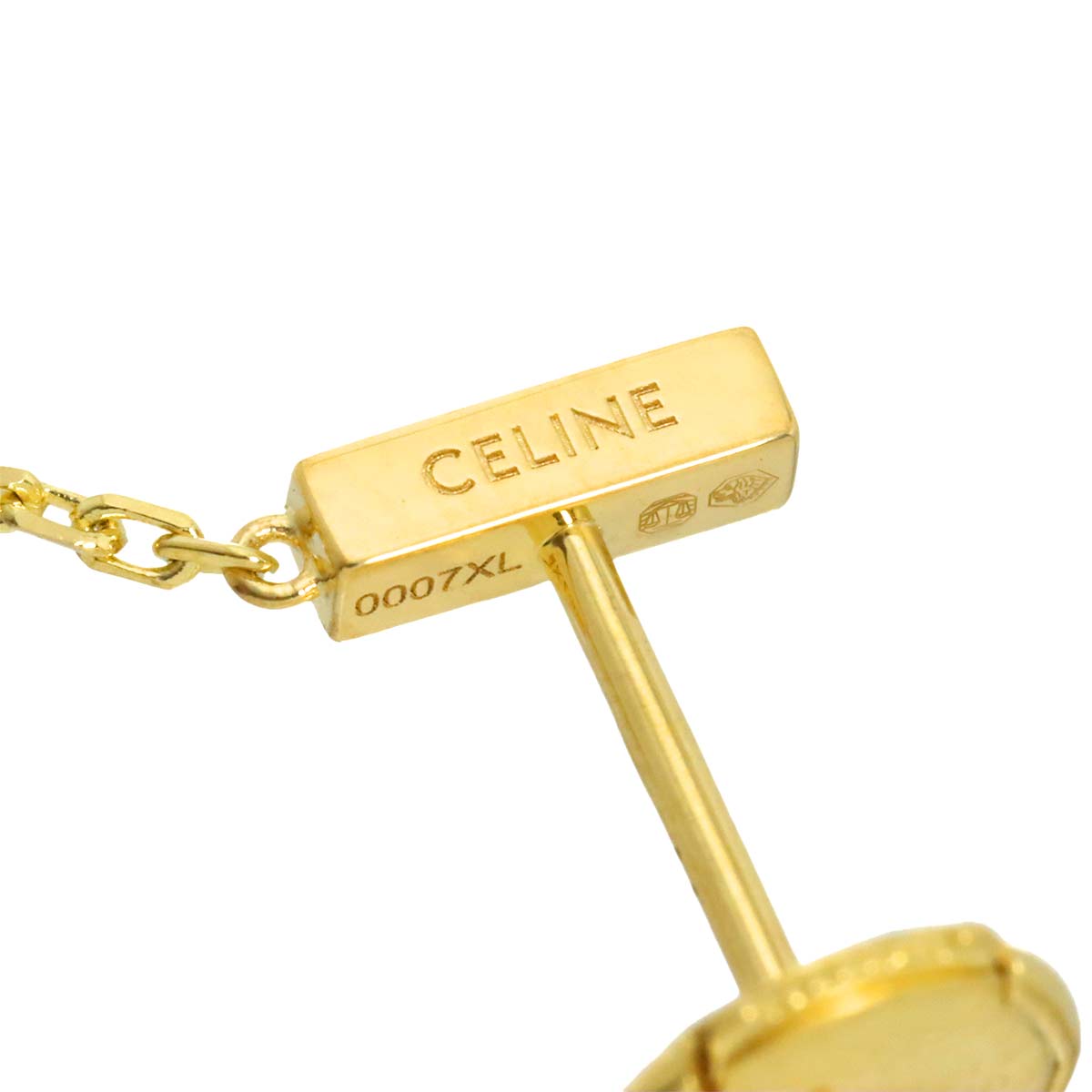 Line Double Diamond Earring Pierced 18K YG 750 One Piece only