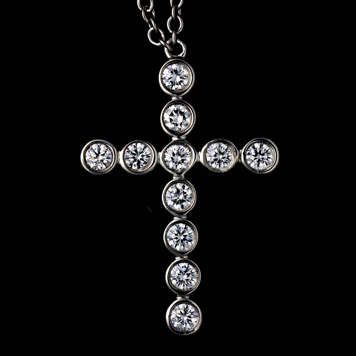 Jazz Cross Diamond Necklace Platinum