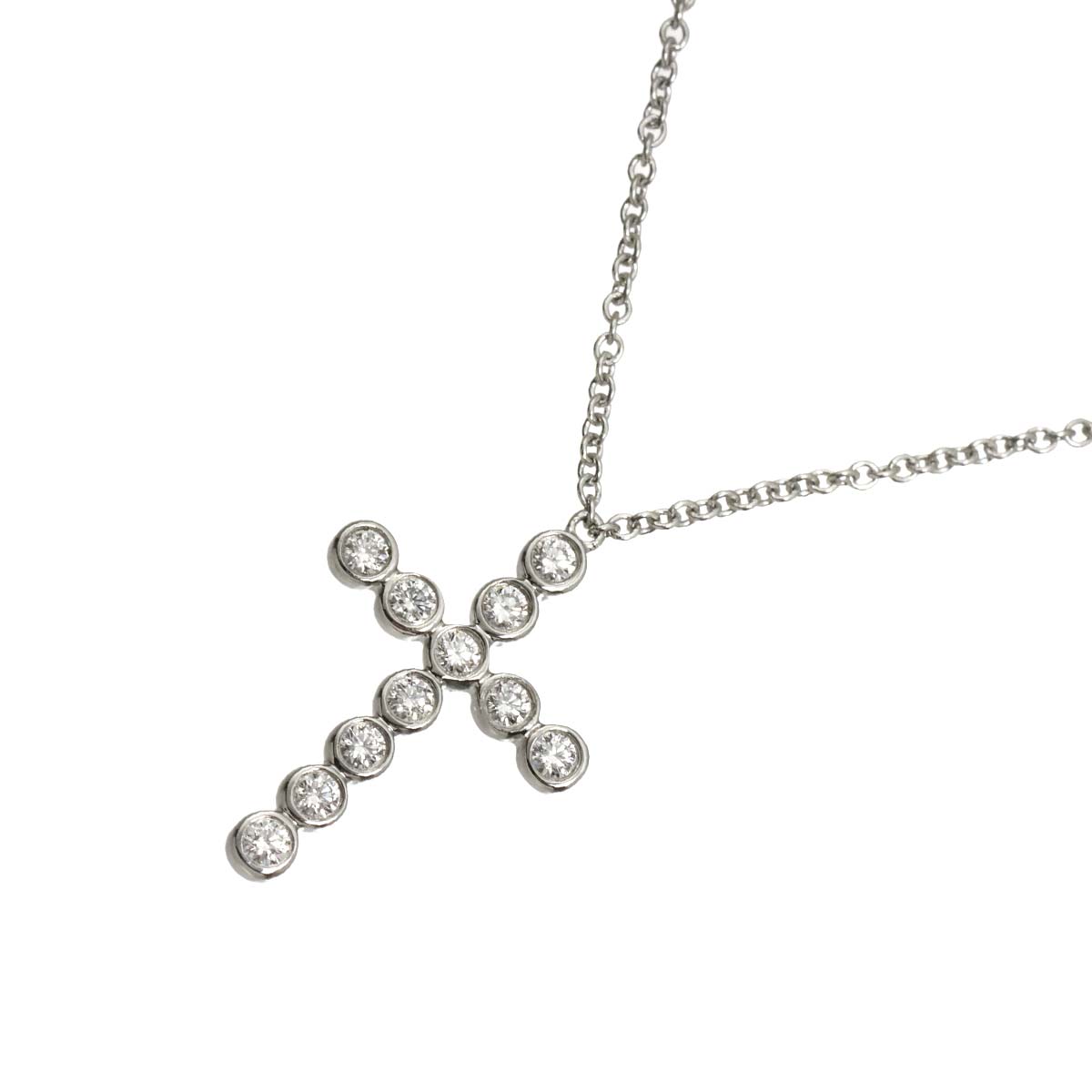 Jazz Cross Diamond Necklace Platinum