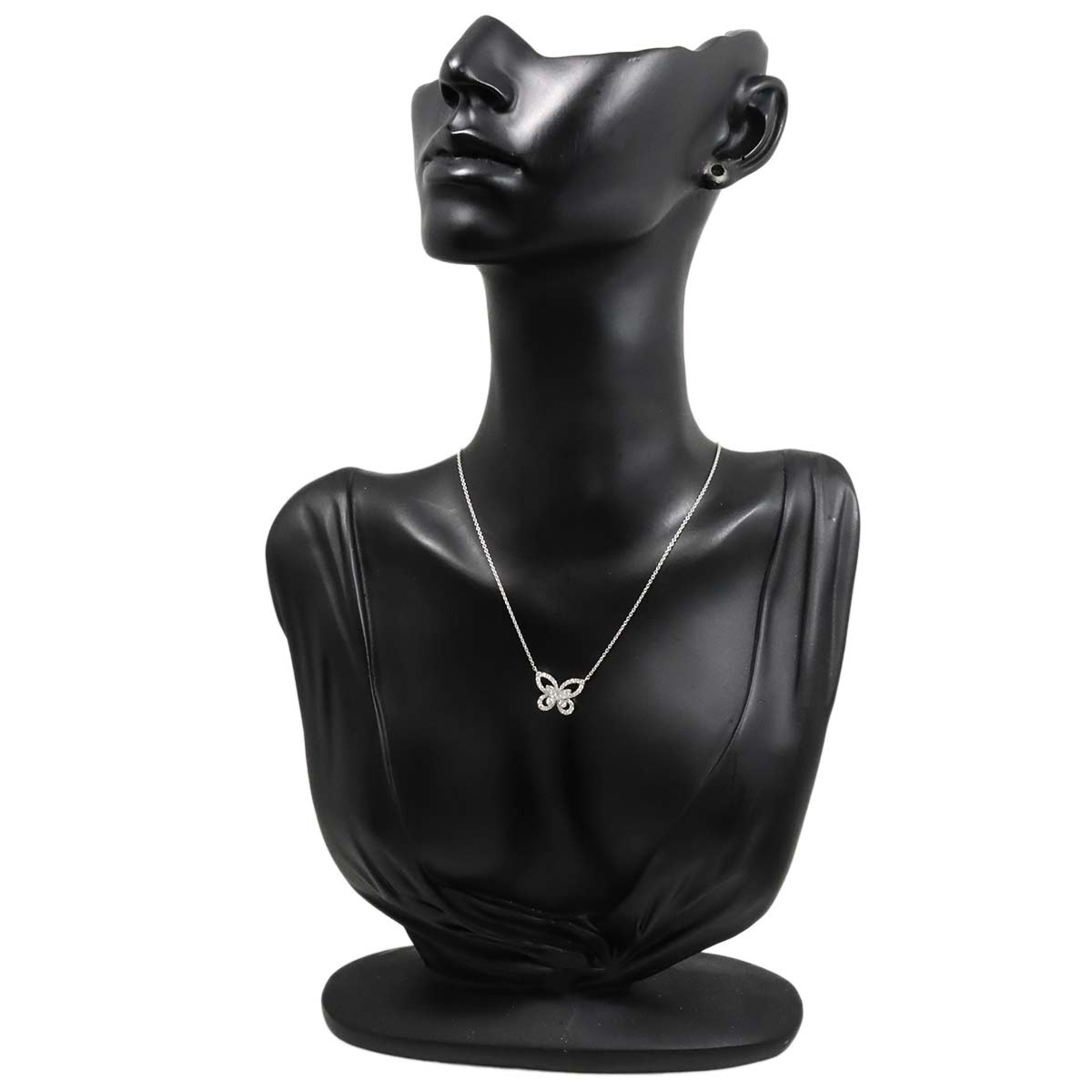 Butterfly Silhouette Mini Diamond Necklace 18K WG 750