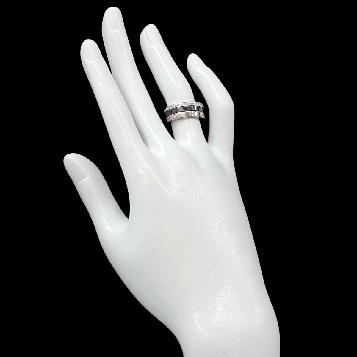 Love Three Hoop Ring Diamond Ceramic 18K WG Size52 5.75-6(US)