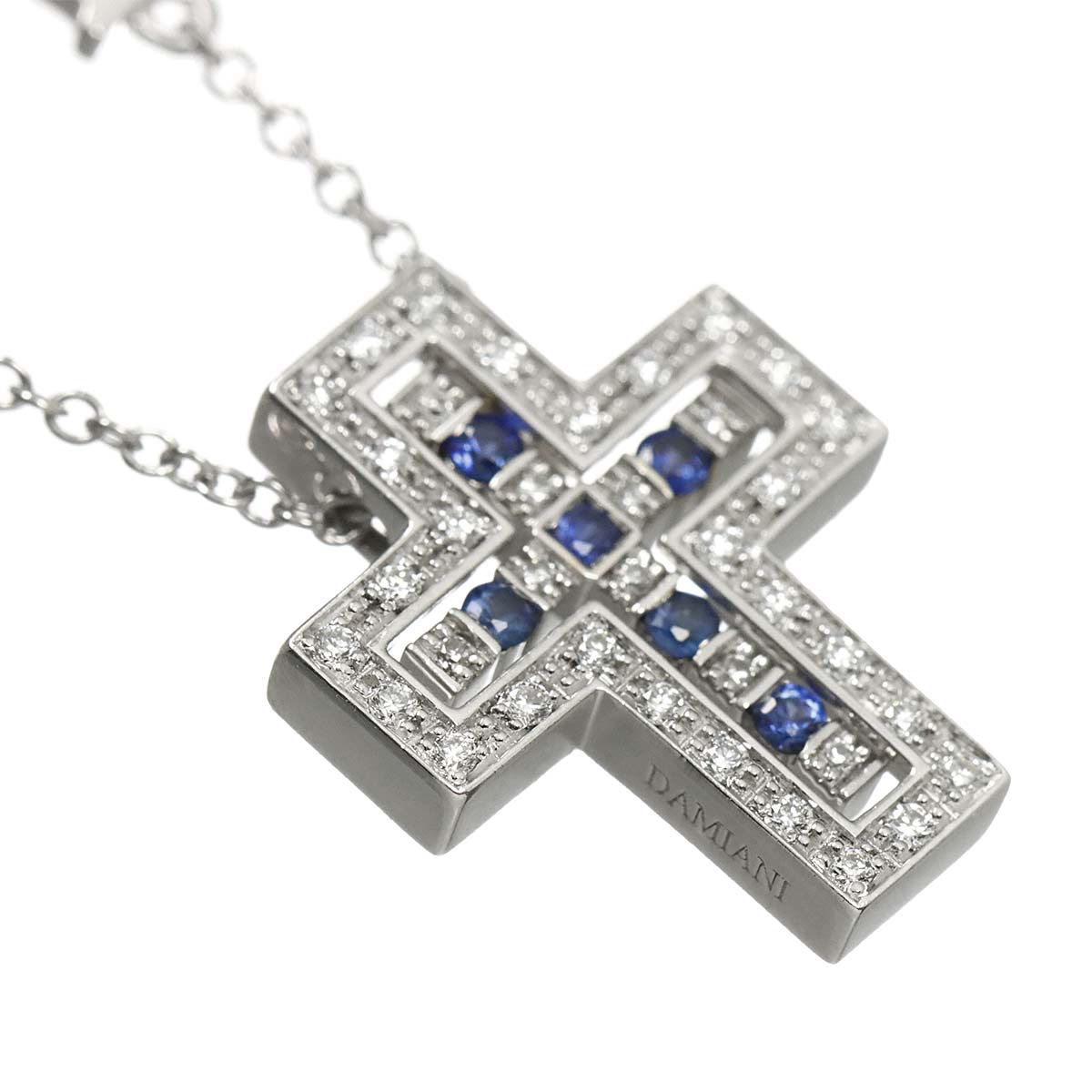 Belle Epoque Sapphire Diamond Cross Necklace XXS 18K WG 750