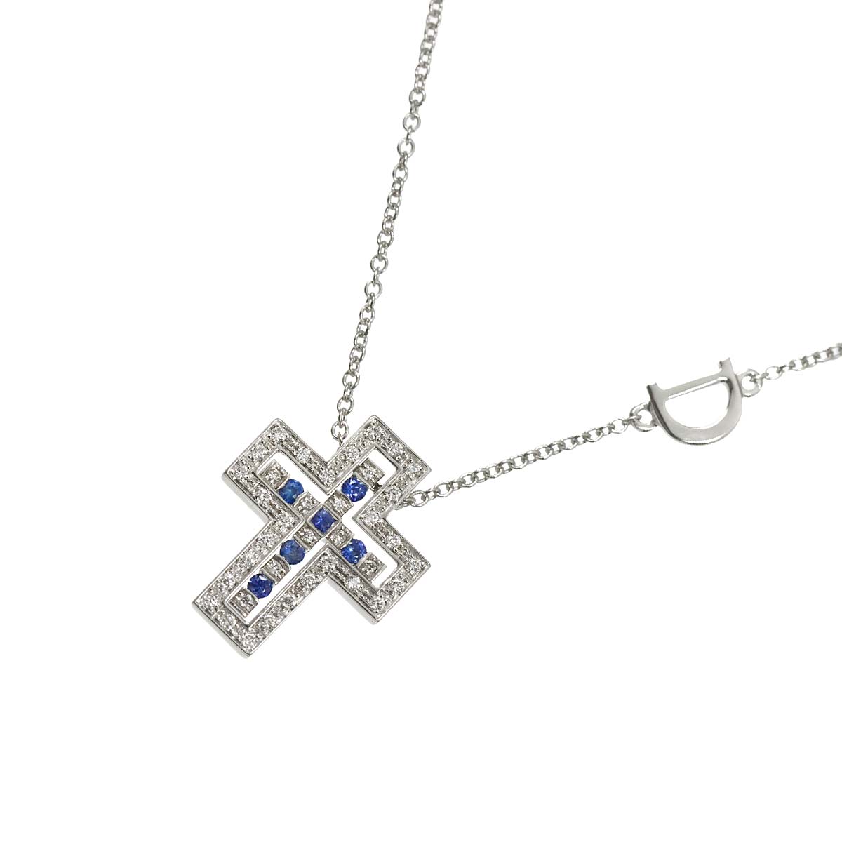 Belle Epoque Sapphire Diamond Cross Necklace XXS 18K WG 750
