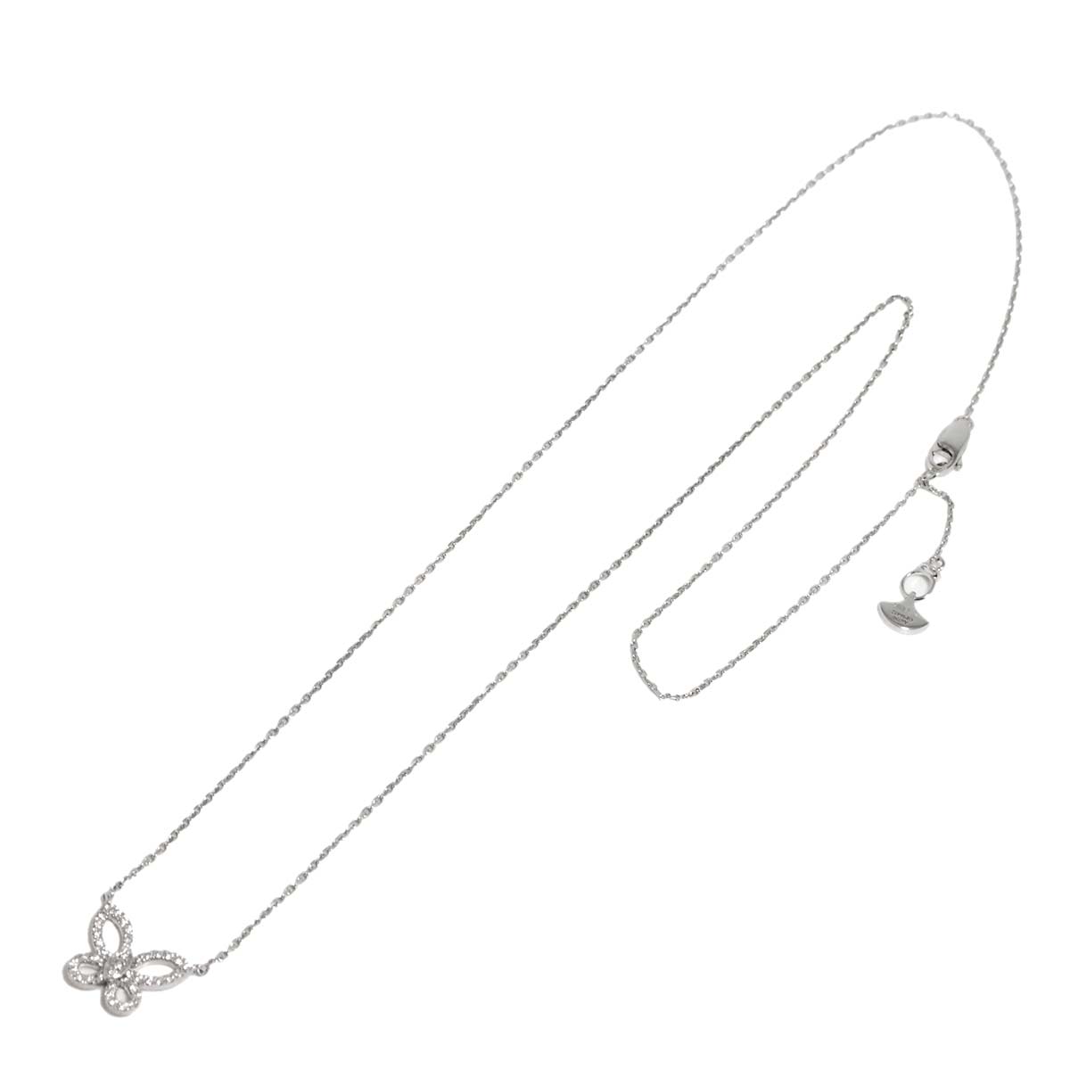 Mini Butterfly Silhouette Diamond Necklace 18K WG 750
