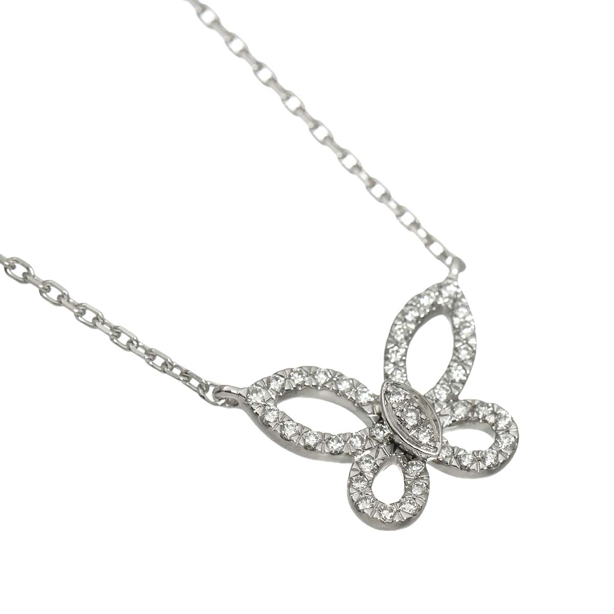 Mini Butterfly Silhouette Diamond Necklace 18K WG 750