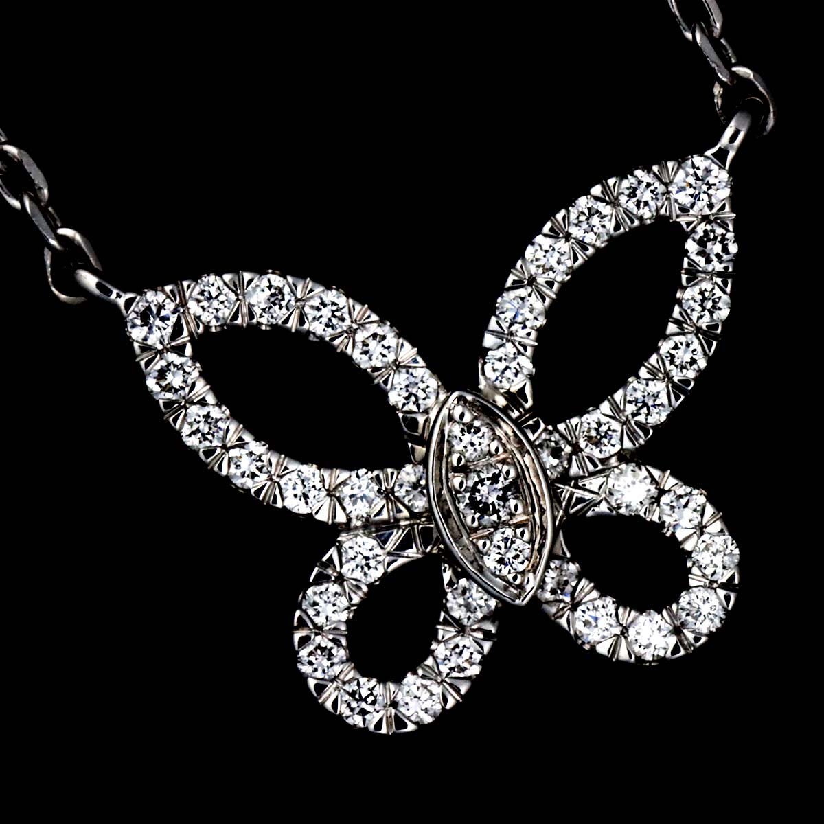 Mini Butterfly Silhouette Diamond Necklace 18K WG 750