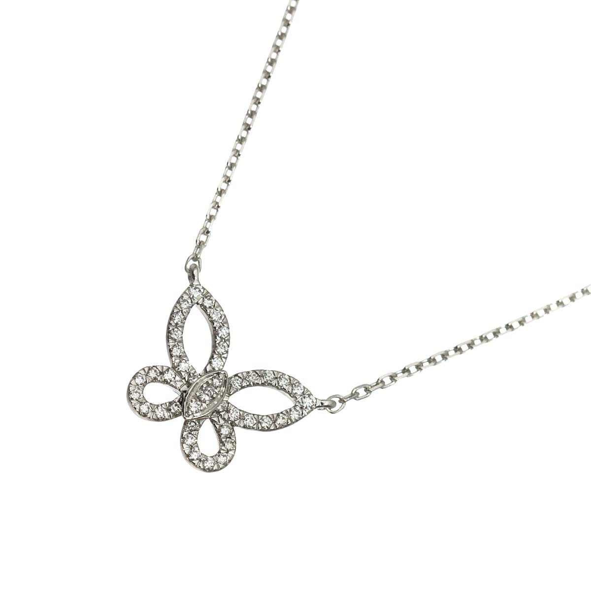 Mini Butterfly Silhouette Diamond Necklace 18K WG 750