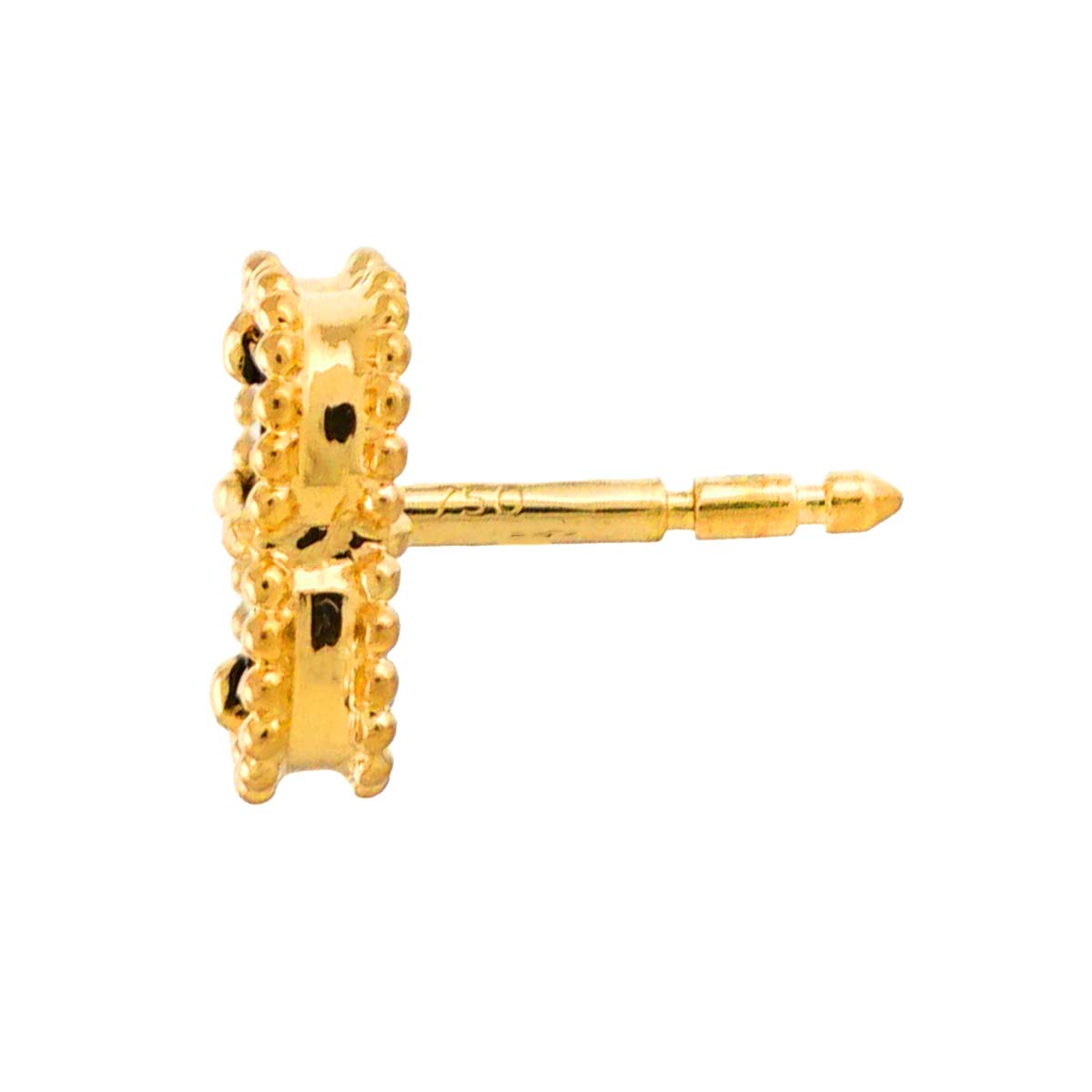 Sweet Alhambra Onyx Earrings Pierced 18K YG 750