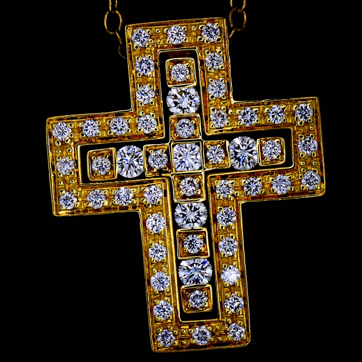 Belle Epoque XS Diamond Cross Necklace 18K YG 750