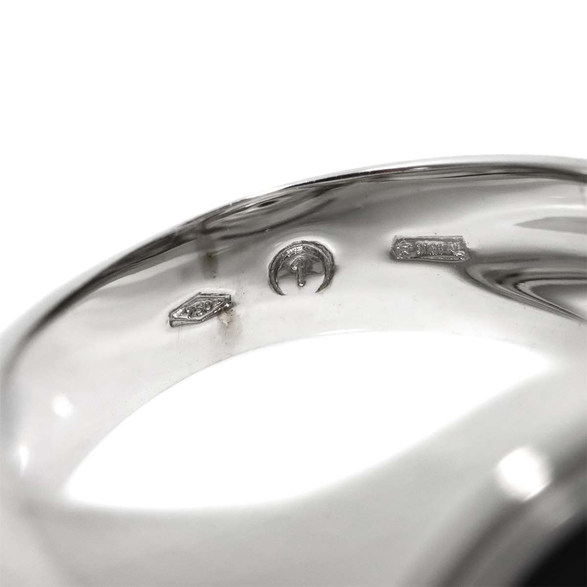 D-SIDE Onyx Diamond 5P Ring 18K White Gold 750 size7.5(US)