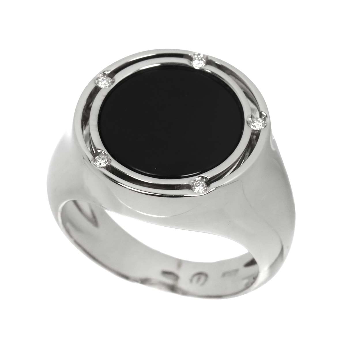 D-SIDE Onyx Diamond 5P Ring 18K White Gold 750 size7.5(US)