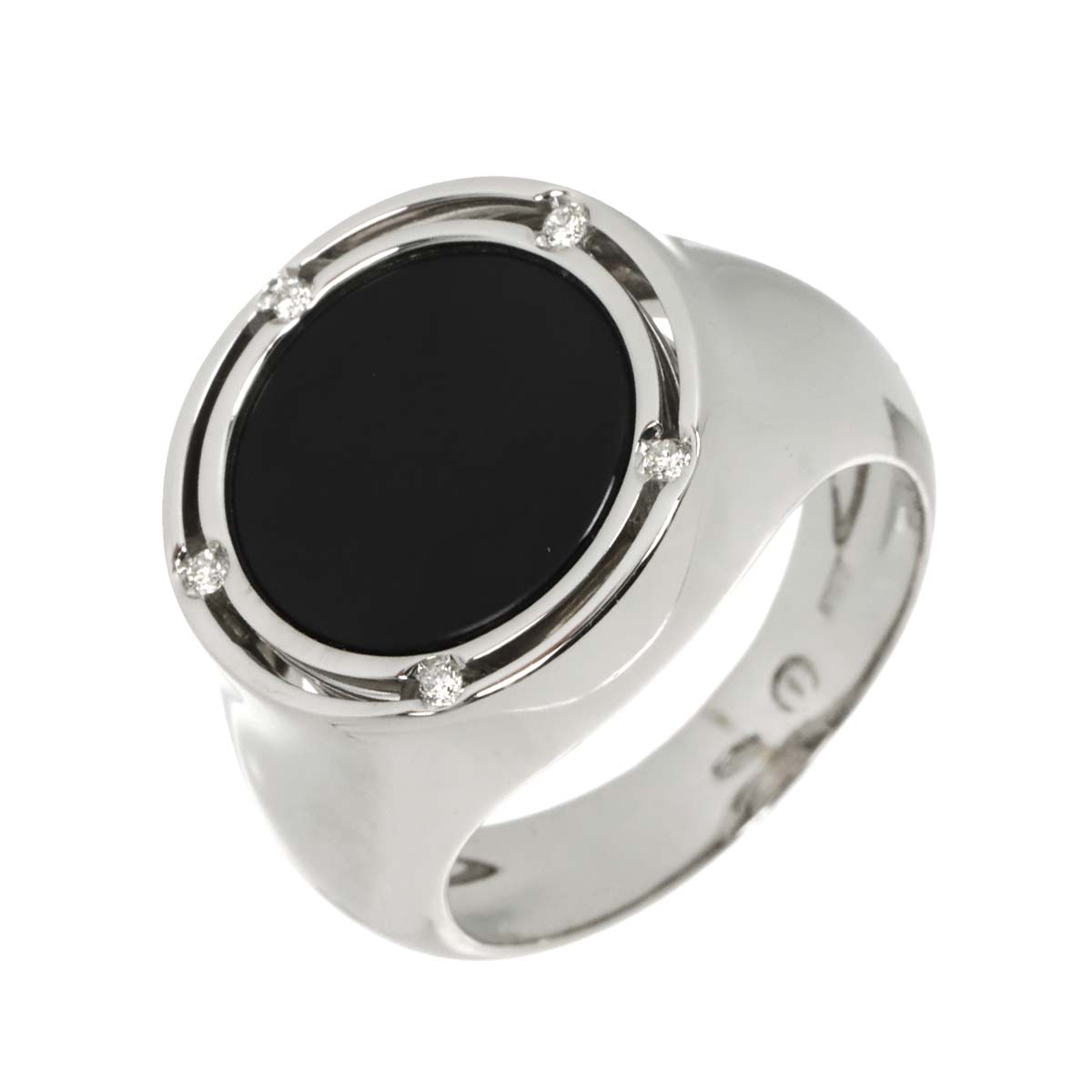 D-SIDE Onyx Diamond 5P Ring 18K White Gold 750 size7.5(US)