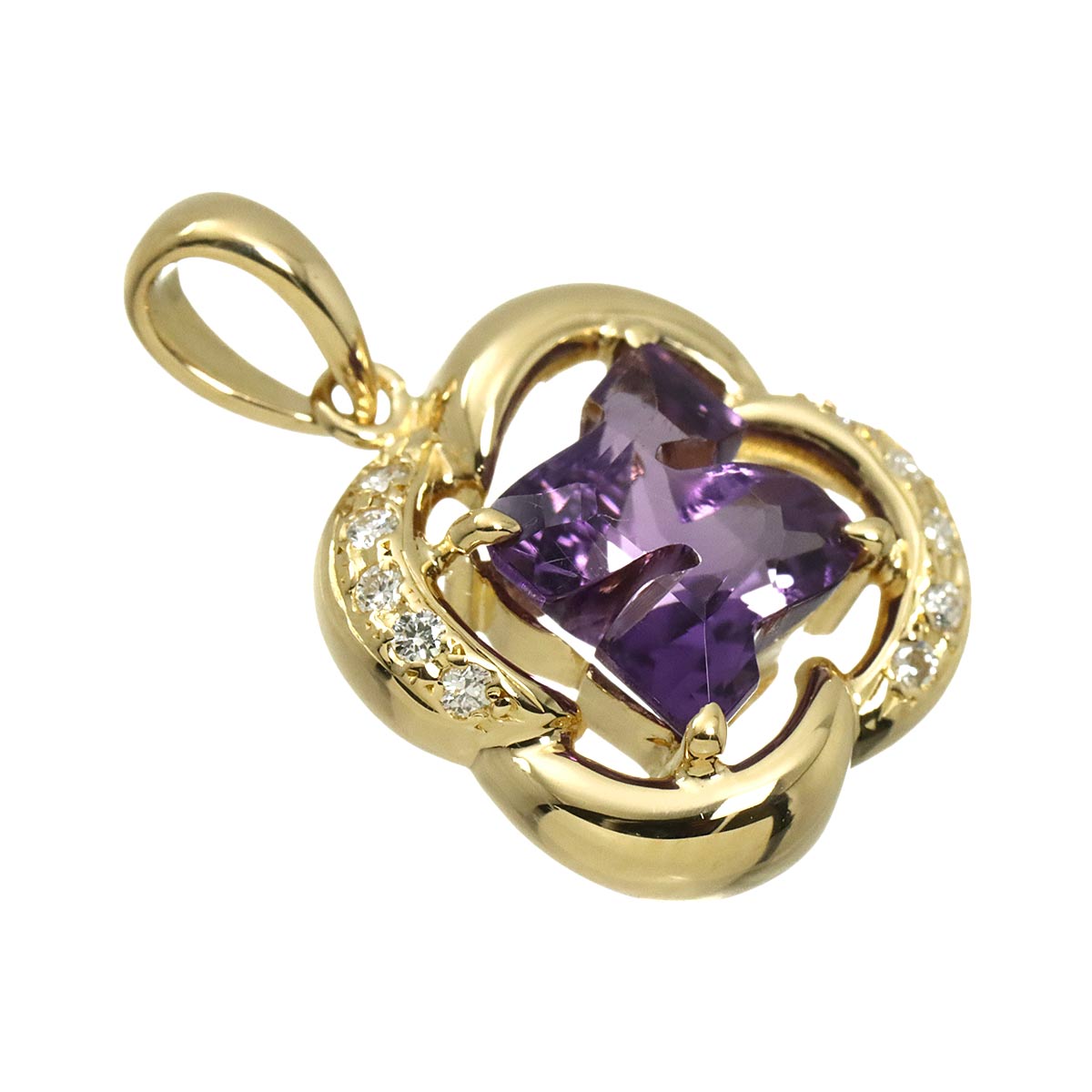 Amethyst Diamond 0.07ct Pendant Top 18K YG 750