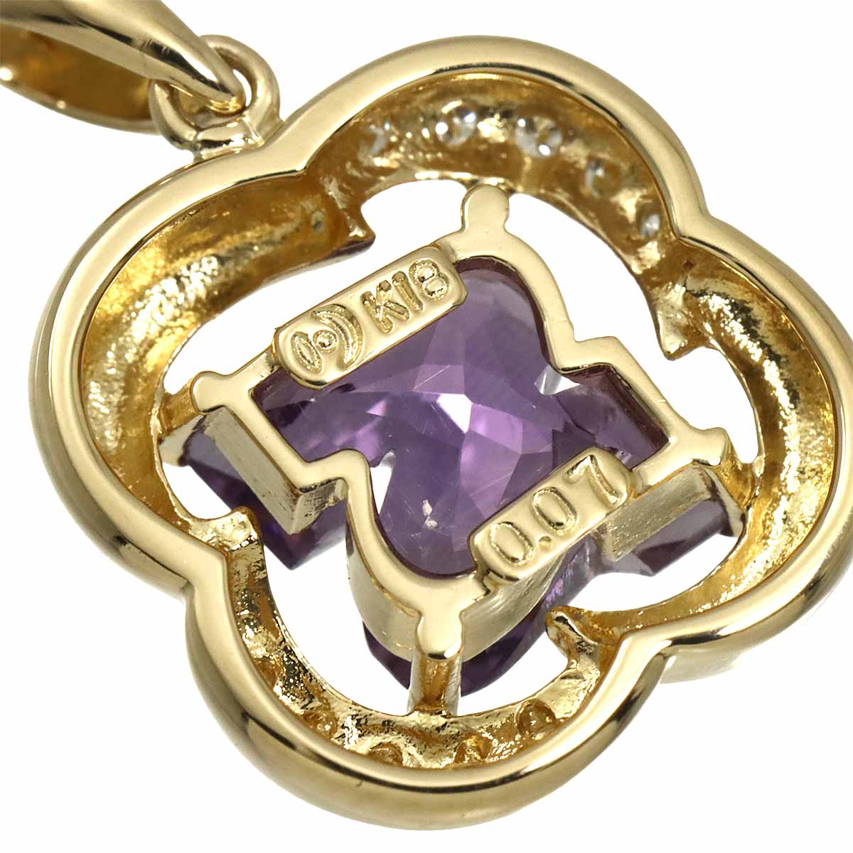 Amethyst Diamond 0.07ct Pendant Top 18K YG 750
